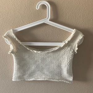 Free people white waffle crop top